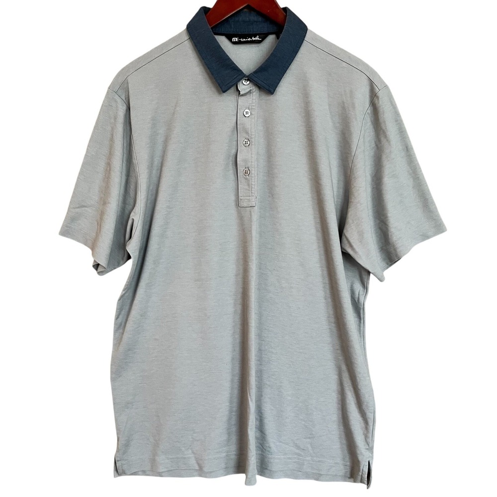TravisMathew Golf Polo Shirt Mens XL Gray Pima Cotton Blend Preppy Country Club